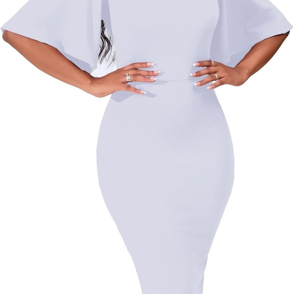 Womens Basic Bodycon Ruffle Flared Short Sleeve P… - image 3